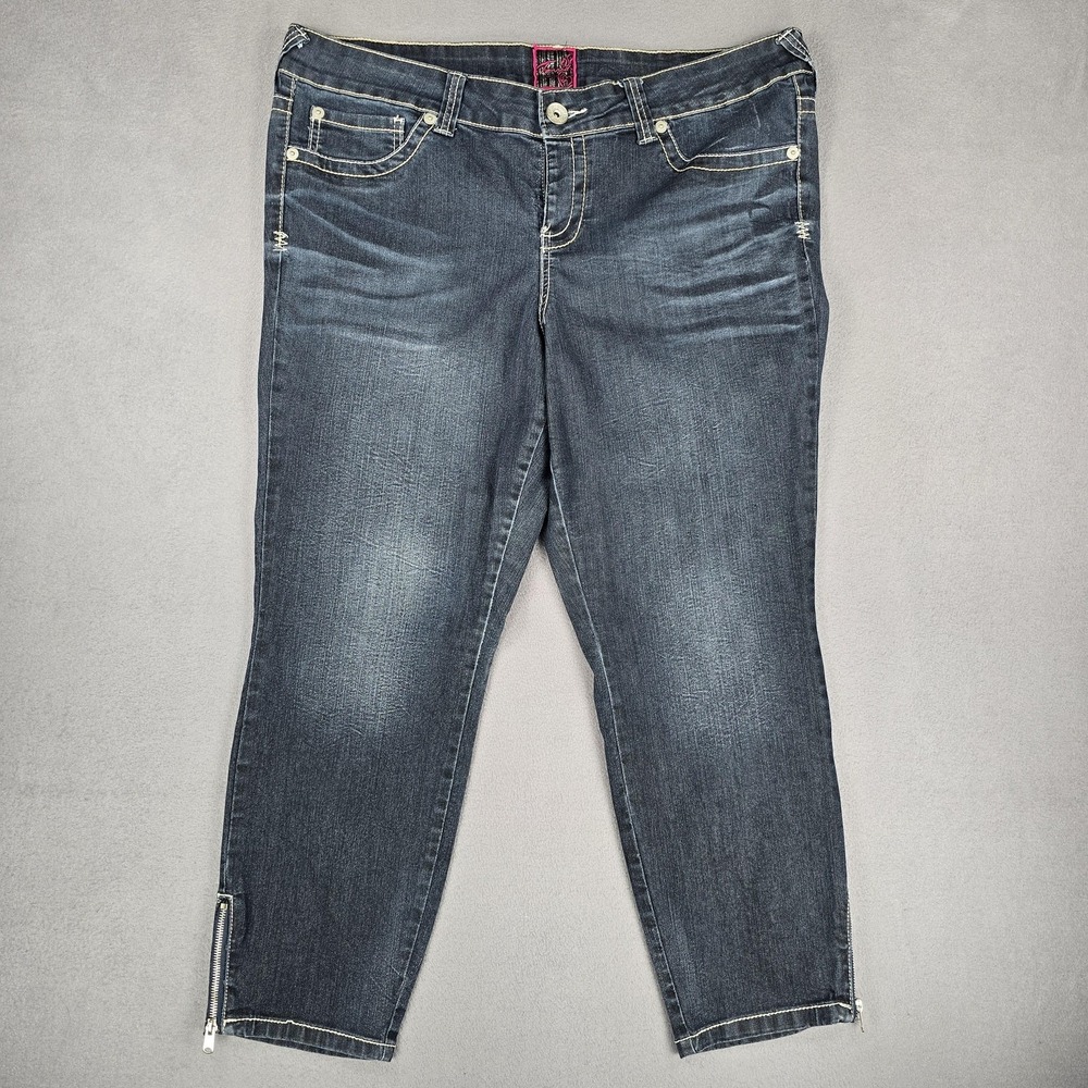 Vintage Torrid Ankle Zip Jeans Womens 22 Plus Blue High Rise Stretch Denim Y2K